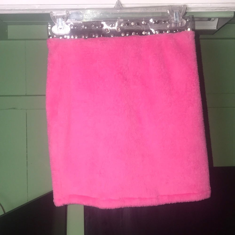 Pink furry skirt